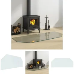 Sale The Living Store glasplade til pejs 120x50 cm sekskantet - Glas Tilbehør Til Brændeovne & Pejse