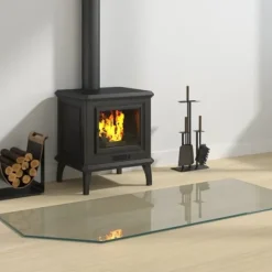 Sale The Living Store glasplade til pejs 120x50 cm sekskantet - Glas Tilbehør Til Brændeovne & Pejse