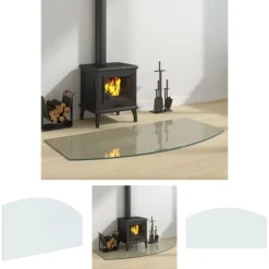 Tilbehør Til Brændeovne & Pejse^The Living Store glasplade til pejs 120x60 cm - Glas
