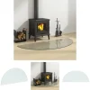 Outlet The Living Store glasplade til pejs 1200x500 mm halvrund - Glas Tilbehør Til Brændeovne & Pejse