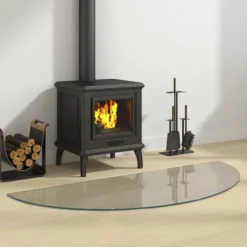 Outlet The Living Store glasplade til pejs 1200x500 mm halvrund - Glas Tilbehør Til Brændeovne & Pejse