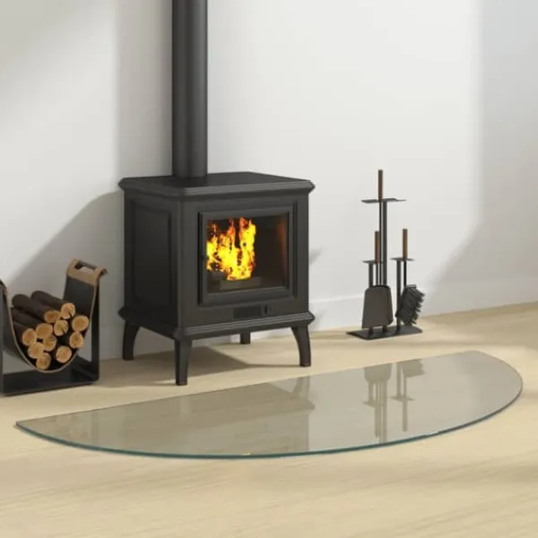 Outlet The Living Store glasplade til pejs 1200x500 mm halvrund - Glas Tilbehør Til Brændeovne & Pejse
