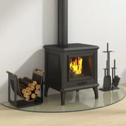 Outlet The Living Store glasplade til pejs 1200x500 mm halvrund - Glas Tilbehør Til Brændeovne & Pejse