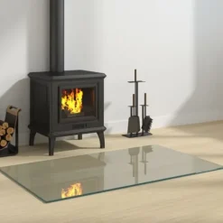 Tilbehør Til Brændeovne & Pejse^The Living Store glasplade til pejs 100x60 cm rektangulær - Glas