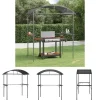 Telte & Lysthuse^The Living Store grillpavillon med sidehylder 220x115x230 cm stål antracitgrå - Festtelte & havepavilloner