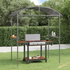 Telte & Lysthuse^The Living Store grillpavillon med sidehylder 220x115x230 cm stål antracitgrå - Festtelte & havepavilloner