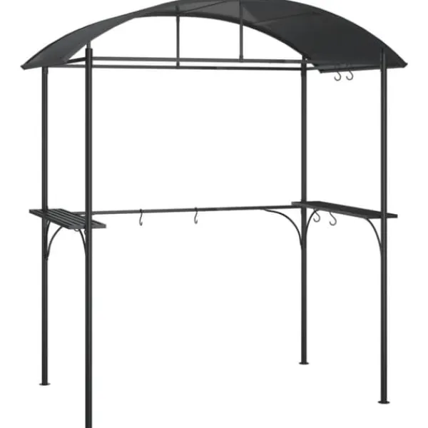 Telte & Lysthuse^The Living Store grillpavillon med sidehylder 220x115x230 cm stål antracitgrå - Festtelte & havepavilloner