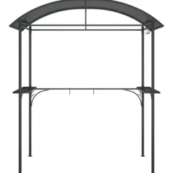 Telte & Lysthuse^The Living Store grillpavillon med sidehylder 220x115x230 cm stål antracitgrå - Festtelte & havepavilloner