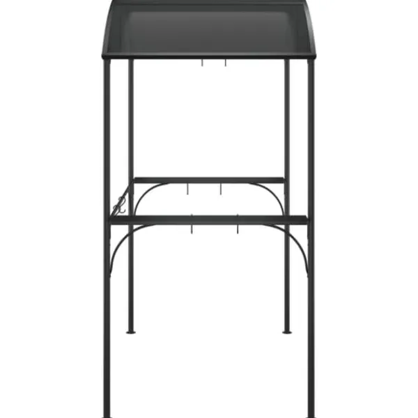Telte & Lysthuse^The Living Store grillpavillon med sidehylder 220x115x230 cm stål antracitgrå - Festtelte & havepavilloner