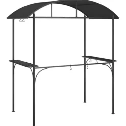 Telte & Lysthuse^The Living Store grillpavillon med sidehylder 220x115x230 cm stål antracitgrå - Festtelte & havepavilloner