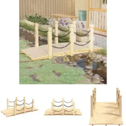 Best The Living Store havebro med kædegelænder 150x67x56 cm massivt grantræ - Havebroer Havebroer