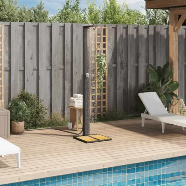 Pool- & Spatilbehør^The Living Store havebruser 50x55x224 cm polyrattan og akacietræ sort - Pool & spa – tilbehør
