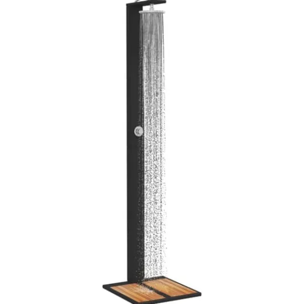 Pool- & Spatilbehør^The Living Store havebruser 50x55x224 cm polyrattan og akacietræ sort - Pool & spa – tilbehør