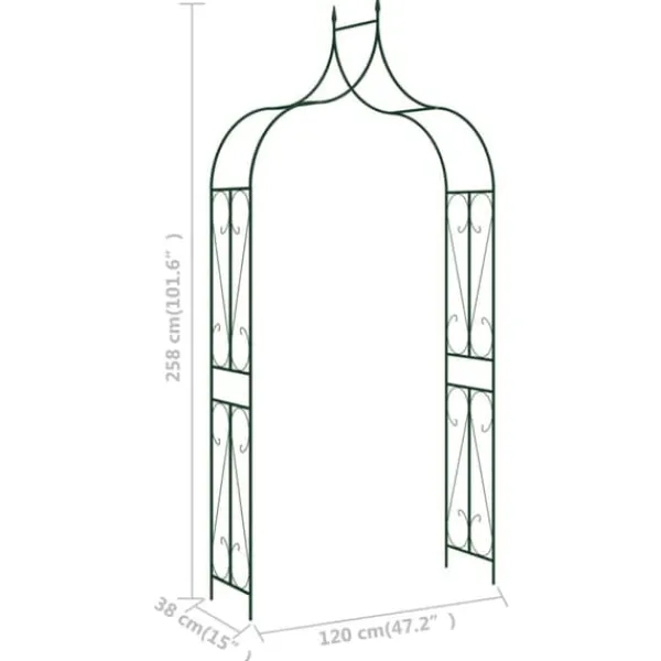 Buer, Spalier, Lysthuse Uden Tag^The Living Store havebue 120x38x258 cm jern mørkegrøn - Havebuer, espalierer & pergolaer