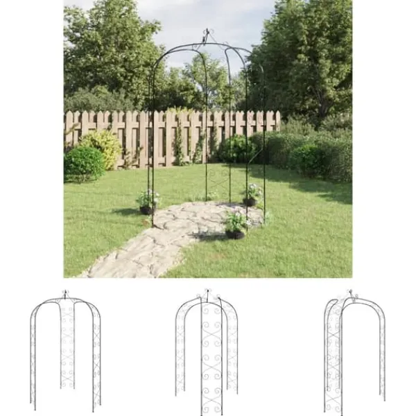 Buer, Spalier, Lysthuse Uden Tag^The Living Store havebue Ø180x255 cm stål sort - Havebuer, espalierer & pergolaer