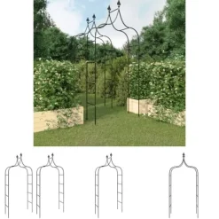 New The Living Store havebuer 2 stk. 120x38x260 cm stål sort - Havebuer, espalierer & pergolaer Buer, Spalier, Lysthuse Uden Tag