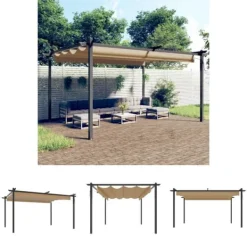 Online The Living Store havepavillon med sammenrulleligt tag 4x3 m gråbrun - Festtelte & havepavilloner Buer, Spalier, Lysthuse Uden Tag