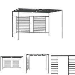 Sale The Living Store havepavillon med udtrækkeligt tag 4x3x2,3 m 180 g/m² antracit - Festtelte & havepavilloner Buer, Spalier, Lysthuse Uden Tag