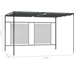 Sale The Living Store havepavillon med udtrækkeligt tag 4x3x2,3 m 180 g/m² antracit - Festtelte & havepavilloner Buer, Spalier, Lysthuse Uden Tag