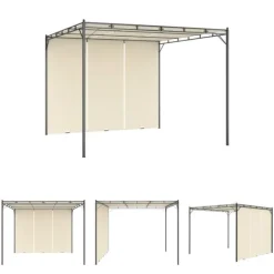 Sale The Living Store havepavillon med gardin 3x3x2,25m cremefarvet - Festtelte & havepavilloner Buer, Spalier, Lysthuse Uden Tag