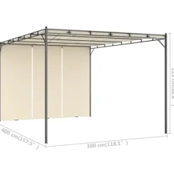 Outlet The Living Store havepavillon med gardin 4x3x2,25 m cremefarvet - Festtelte & havepavilloner Buer, Spalier, Lysthuse Uden Tag