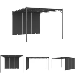 Buer, Spalier, Lysthuse Uden Tag^The Living Store havepavillon med gardin 4x3x2,25 m antracitgrå - Festtelte & havepavilloner