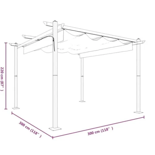 Buer, Spalier, Lysthuse Uden Tag^The Living Store havepavillon med sammenrulleligt tag 3x3 m antracitgrå - Festtelte & havepavilloner
