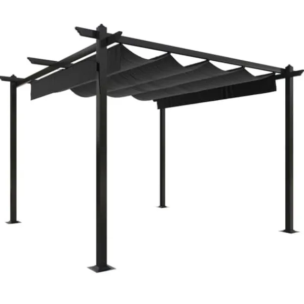 Buer, Spalier, Lysthuse Uden Tag^The Living Store havepavillon med sammenrulleligt tag 3x3 m antracitgrå - Festtelte & havepavilloner