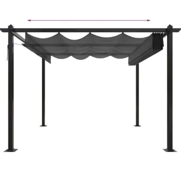 Buer, Spalier, Lysthuse Uden Tag^The Living Store havepavillon med sammenrulleligt tag 3x3 m antracitgrå - Festtelte & havepavilloner