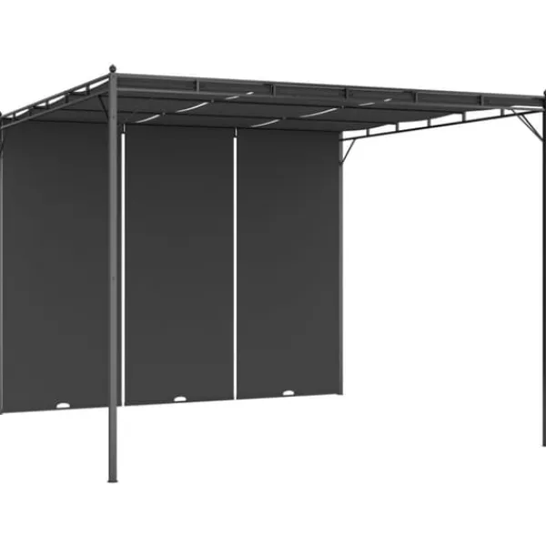 Buer, Spalier, Lysthuse Uden Tag^The Living Store havepavillon med gardin 3x3x2,25m antracitgrå - Festtelte & havepavilloner