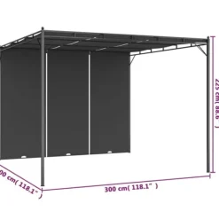Buer, Spalier, Lysthuse Uden Tag^The Living Store havepavillon med gardin 3x3x2,25m antracitgrå - Festtelte & havepavilloner