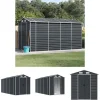 Skure, Garager & Carports^The Living Store haveskur 191x385x198 cm galvaniseret stål antracitgrå - Skure & Redskabsskure