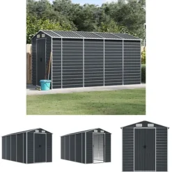 Skure, Garager & Carports^The Living Store haveskur 191x385x198 cm galvaniseret stål antracitgrå - Skure & Redskabsskure