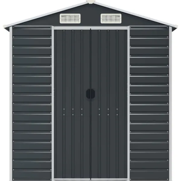 Skure, Garager & Carports^The Living Store haveskur 191x385x198 cm galvaniseret stål antracitgrå - Skure & Redskabsskure