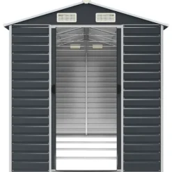 Skure, Garager & Carports^The Living Store haveskur 191x385x198 cm galvaniseret stål antracitgrå - Skure & Redskabsskure