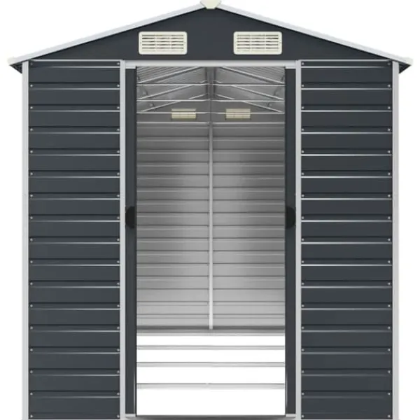 Skure, Garager & Carports^The Living Store haveskur 191x385x198 cm galvaniseret stål antracitgrå - Skure & Redskabsskure
