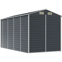 Skure, Garager & Carports^The Living Store haveskur 191x385x198 cm galvaniseret stål antracitgrå - Skure & Redskabsskure
