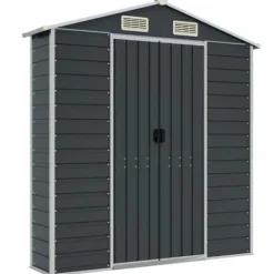 Skure, Garager & Carports^The Living Store haveskur 191x385x198 cm galvaniseret stål antracitgrå - Skure & Redskabsskure