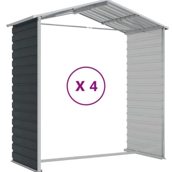 Skure, Garager & Carports^The Living Store haveskur 191x385x198 cm galvaniseret stål antracitgrå - Skure & Redskabsskure
