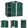 Best The Living Store haveskur med reol 205x130x183 cm jern grøn - Skure & Redskabsskure Skure, Garager & Carports
