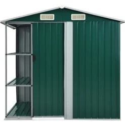 Best The Living Store haveskur med reol 205x130x183 cm jern grøn - Skure & Redskabsskure Skure, Garager & Carports