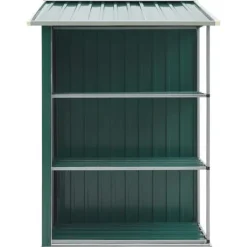 Best The Living Store haveskur med reol 205x130x183 cm jern grøn - Skure & Redskabsskure Skure, Garager & Carports