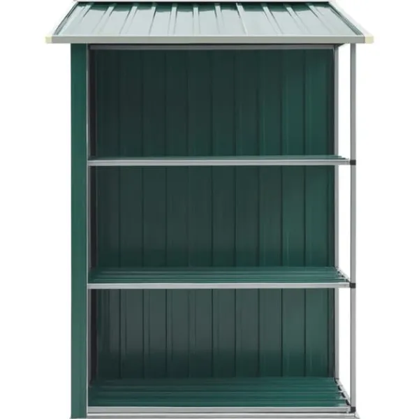 Best The Living Store haveskur med reol 205x130x183 cm jern grøn - Skure & Redskabsskure Skure, Garager & Carports