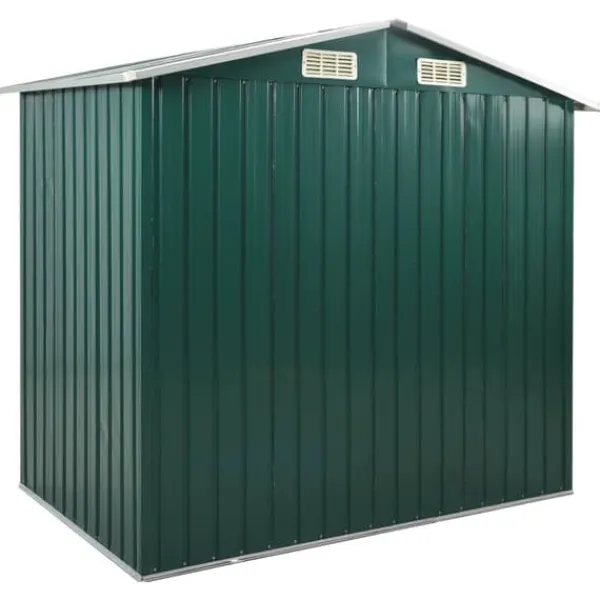 Best The Living Store haveskur med reol 205x130x183 cm jern grøn - Skure & Redskabsskure Skure, Garager & Carports