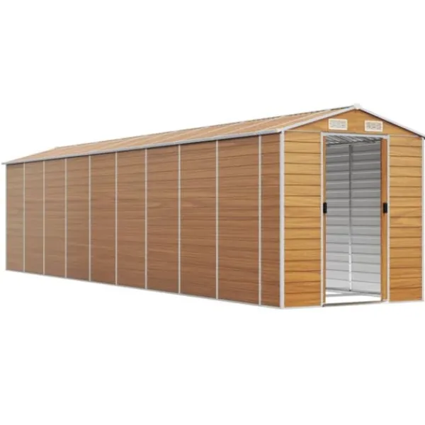 The Living Store haveskur 191x810x198 cm galvaniseret stål lysebrun - Skure & Redskabsskure Skure, Garager & Carports