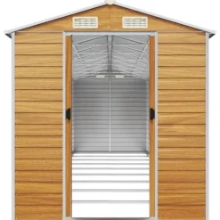 The Living Store haveskur 191x810x198 cm galvaniseret stål lysebrun - Skure & Redskabsskure Skure, Garager & Carports