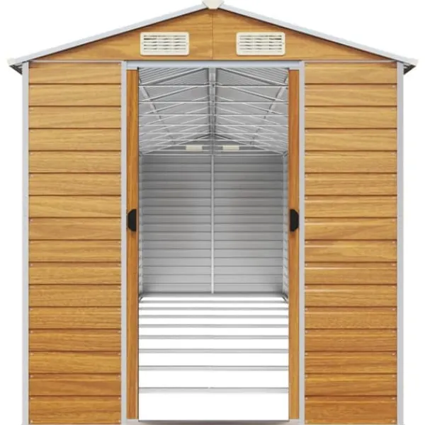 The Living Store haveskur 191x810x198 cm galvaniseret stål lysebrun - Skure & Redskabsskure Skure, Garager & Carports
