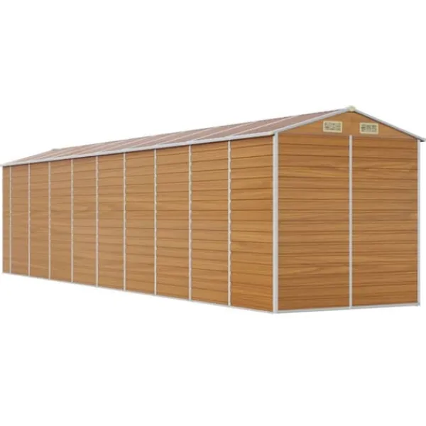 The Living Store haveskur 191x810x198 cm galvaniseret stål lysebrun - Skure & Redskabsskure Skure, Garager & Carports