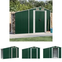 New The Living Store haveskur 277x93x179 cm galvaniseret stål grøn - Skure & Redskabsskure Skure, Garager & Carports