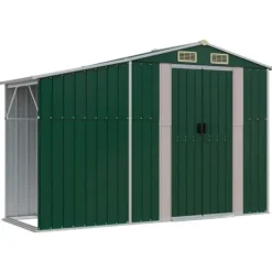 New The Living Store haveskur 277x93x179 cm galvaniseret stål grøn - Skure & Redskabsskure Skure, Garager & Carports